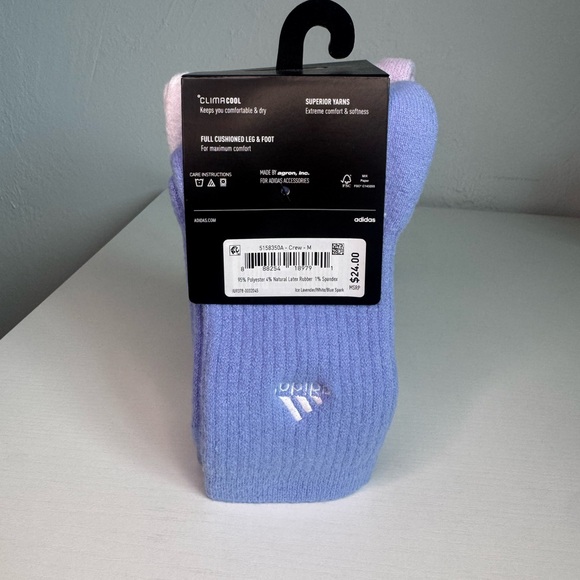 Adidas women’s Crew Socks - Blue, White, and Pink - Picture 3 of 5